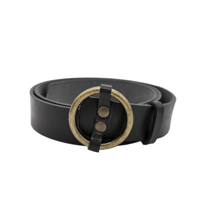 Black Premium Leather Belt Ring Bucle