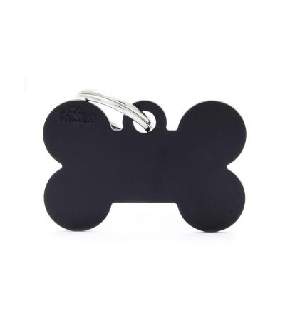 Chapa para perros basic hueso negro