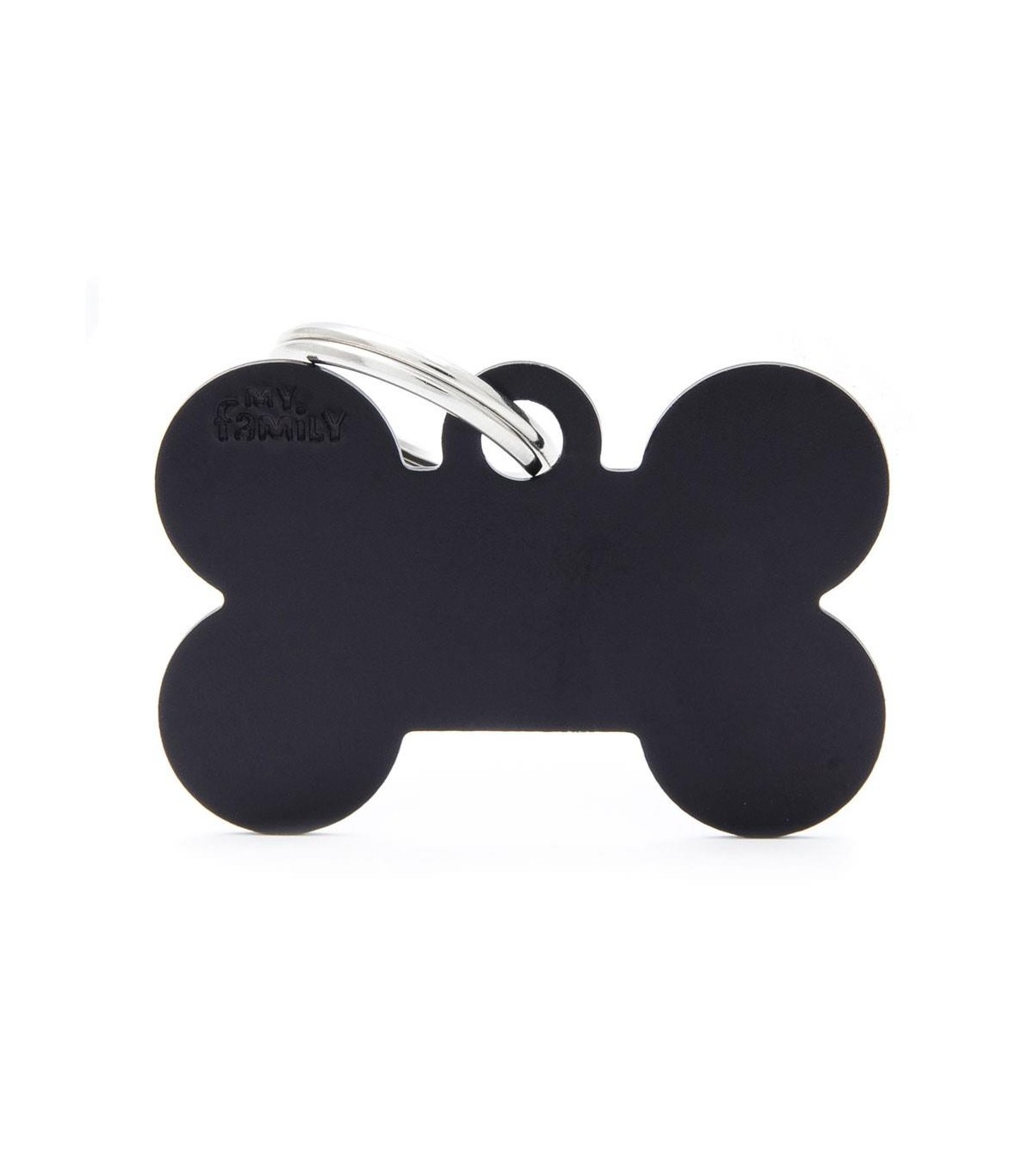 Chapa para perros basic hueso negro