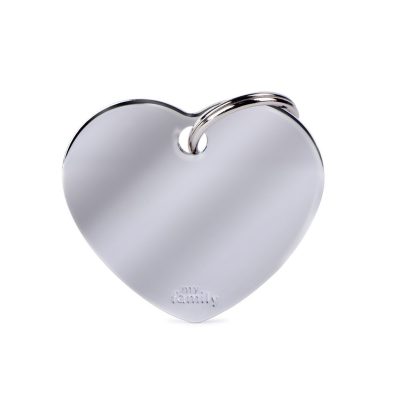 Chapa para perros corazón plateado