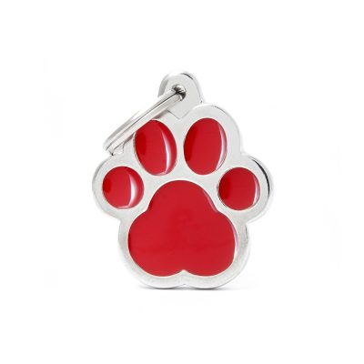 Chapa para perros huella roja