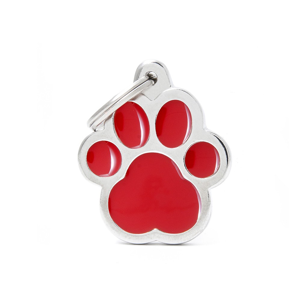 Chapa para perros huella roja