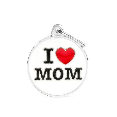 Chapa para perros I love mom circular