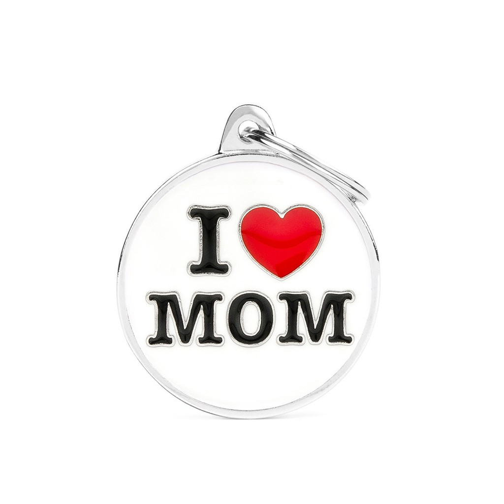 Chapa para perros I love mom circular