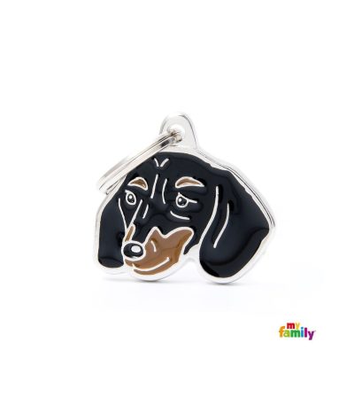 Chapa para perros teckel negro
