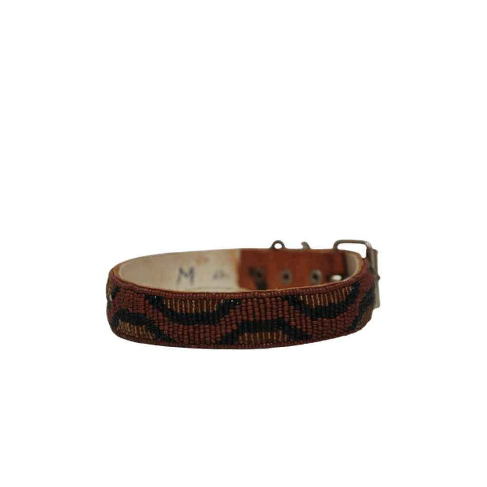 Collar para perros Tanzania con ondas negras mostaza y marrón (Outlet)